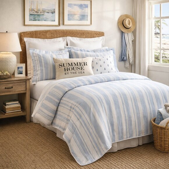 SALT BLUFFS Other - NIB- Beach Coastal Nautical Bay Stripe Comforter 100% Cotton Set Size King